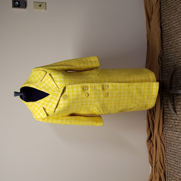 None Jackets & Blazers - Vintage Yellow and White Coat Large